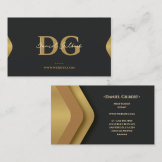 Elegant Modern Monogram Professionell Guld Visitkort