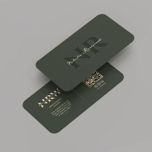 Elegant Modern Monogram Professionell Mörk grönt Visitkort