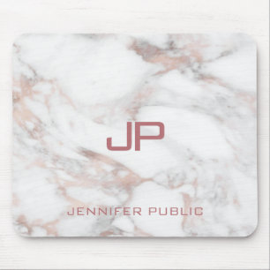 Elegant Modern Monogram Ro Guld White Marble Musmatta