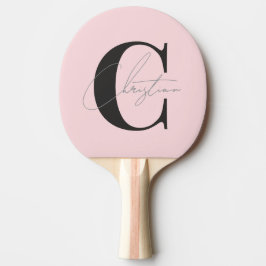 Elegant Modern Monogram Rosa Viskning och Svart Pingisracket