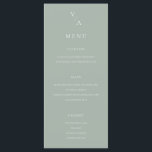 Elegant Modern Monogram Sage Grönt Bröllop Meny<br><div class="desc">Modern bröllop-meny med minimalistisk typografi i sidled i grönt färg.</div>