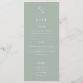 Elegant Modern Monogram Sage Grönt Bröllop Meny