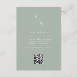 Elegant Modern Monogram Sage Grönt Bröllop Tilläggskort