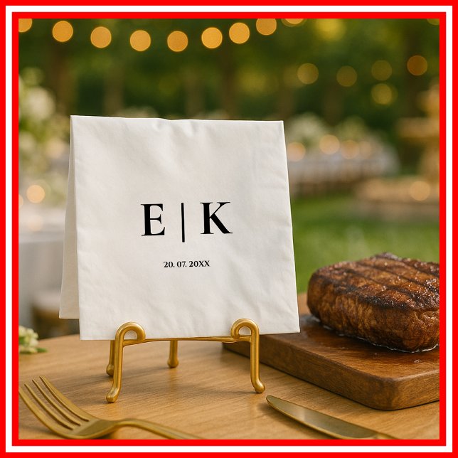Elegant Modern Monogram Simple Bröllop Pappersservett (Skapare uppladdad)