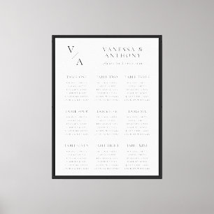 Elegant Modern Monogram sittdiagram för Bröllop Canvastryck