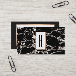 Elegant Modern Monogram, svart marmor, sten Visitkort