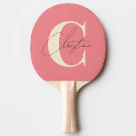 Elegant modern monogrammäd persika i mitten av sek pingisracket