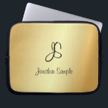 Elegant Modern Monogrammed Faux Guld-mall Laptop Fodral<br><div class="desc">Elegant Modern Monogrammed Faux Guld Template Laptop sleeve.</div>