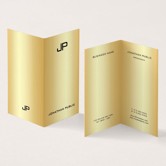Elegant Modern Monogrammed Faux Guld Professionell Visitkort (In- och utsida)