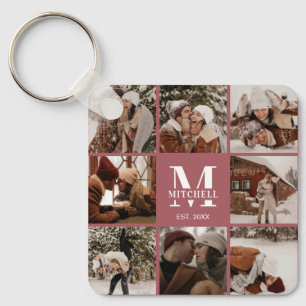 Elegant Modern monogrammed par fotokollage Nyckelring