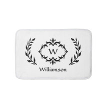 Elegant Modern Monogrammerad Krans Svart Vit Chic