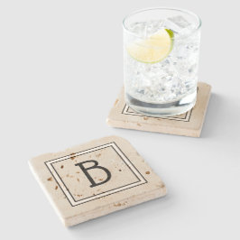 Elegant Modern Monogrammerad Tan, Svart & Vit Init Stenunderlägg