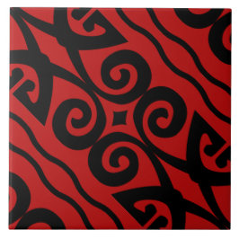 Elegant Modern Mönster Black och Red Kakelplatta