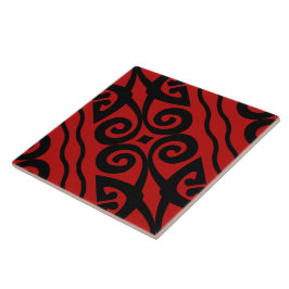 Elegant Modern Mönster Black och Red Kakelplatta