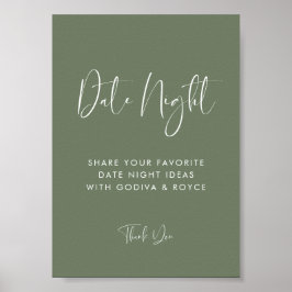 Elegant Modern Mörk Sage Date night-tankar signera Poster