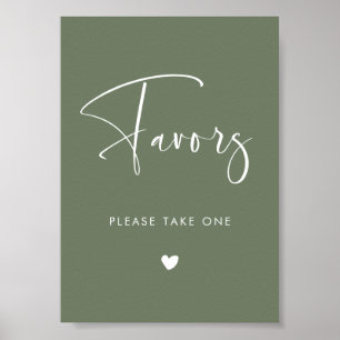 Elegant Modern Mörk Sage Grönt bröllop Favoritteck Poster