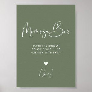 Elegant & Modern Mörk Sage Grönt Momosa pub-tecken Poster