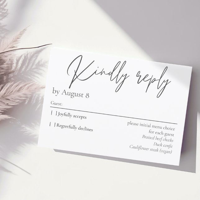 Elegant modern mörkgrå bröllops-RSVP-kort OSA Kort (Skapare uppladdad)