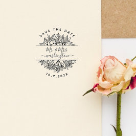 Elegant Modern Mr. & Mrs Save the Date Flowers Självfärgande Stämpel