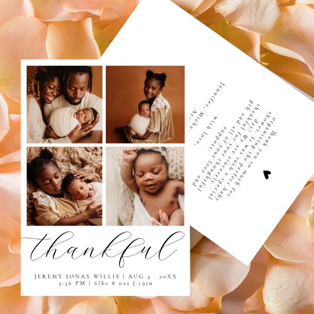 Elegant Modern Multibilds Collage Baby Tacksam Julkort (Skapare uppladdad)