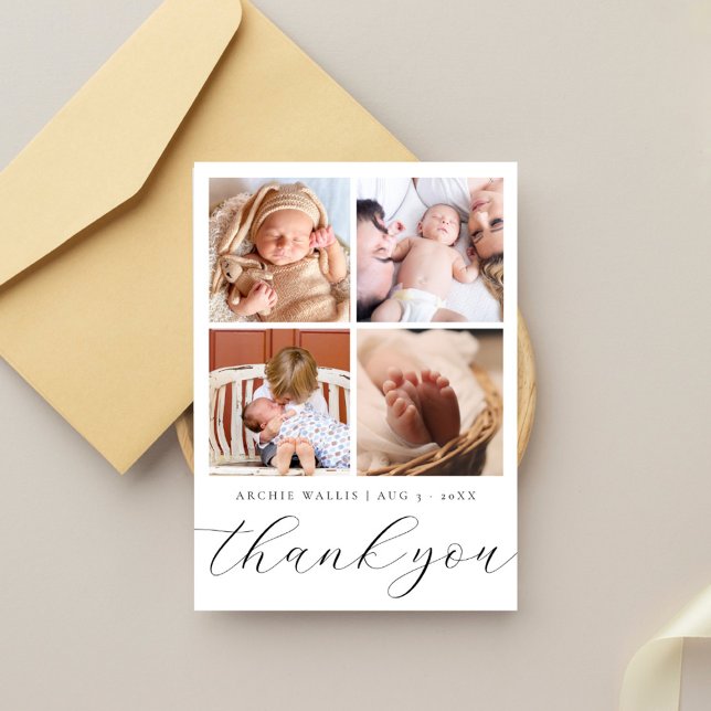 Elegant Modern Multibilds Collage Bebis Shower Tack Kort (Skapare uppladdad)