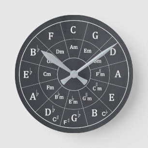 Elegant Modern musikcirkel med Fifths for Music Rund Klocka