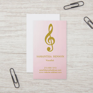 Elegant Modern Musiknyckel Logotyp Vokalist Sångar Visitkort