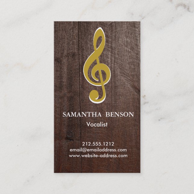Elegant Modern Musiknyckel Logotyp Vokalist Sångar Visitkort (Framsida)