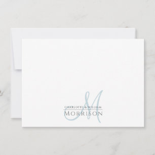 Elegant Modern Mute Blue Monogram par Anteckningskort