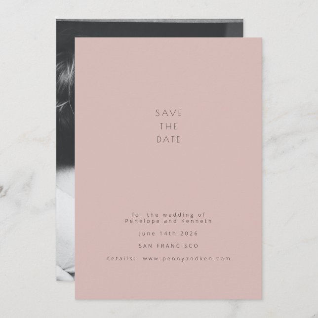 Elegant Modern Mute  Minimalist Photo Spara Datumet (Fram/baksida)