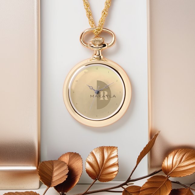 Elegant Modern Namn Monogram Armbandsur (Get this personalized, monogram, watch necklace for yourself or as a special gift.)