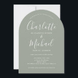 Elegant Modern Namnteckning Grönt Arch Bröllop Inbjudningar<br><div class="desc">Elegantens grönt namnteckning bröllopsinbjudan med namnteckning stil namn,  snyggtens bröllopsinbjudan kan vara personlig med din information i chic. Designad av Thisisnotme©</div>