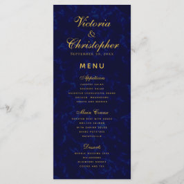 Elegant Modern Navy Blue Bröllop Middag Meny