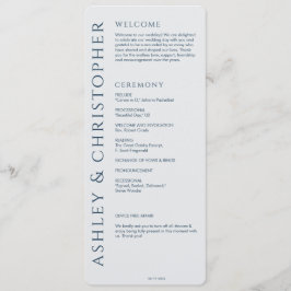 Elegant Modern Navy Blue Bröllop Program