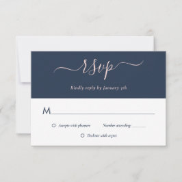 Elegant Modern Navy Blue Bröllops OSA Cards