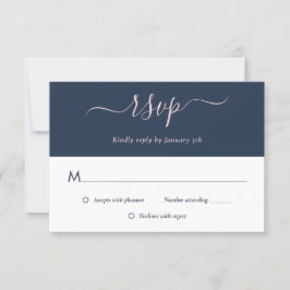 Elegant Modern Navy Blue Bröllops OSA Cards Kort