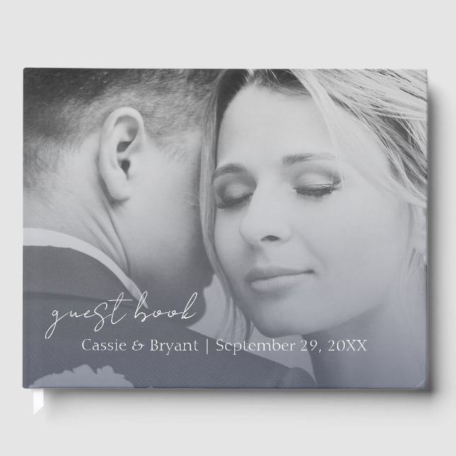 Elegant Modern Navy Blue Fade Bröllop Guest Bok (Framsida)