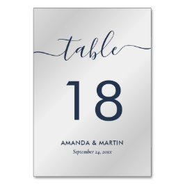 Elegant Modern Navy Blue och Silver Bordsnummer