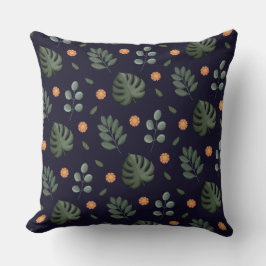 Elegant Modern Navy Botanical Leaf Floral Kudde