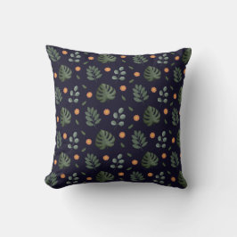 Elegant Modern Navy Botanical Leaf Floral Kudde