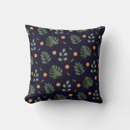 Elegant Modern Navy Botanical Leaf Floral Kudde