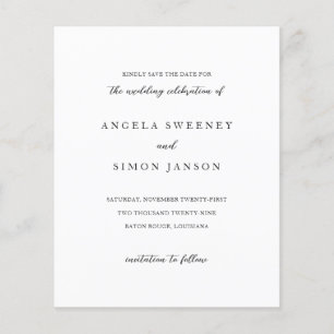 Elegant modern neutral bröllop Spara datum Flygblad