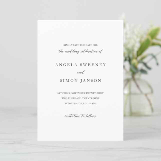 Elegant Modern Neutral Bröllop Spara Datumet (Stående Fram)