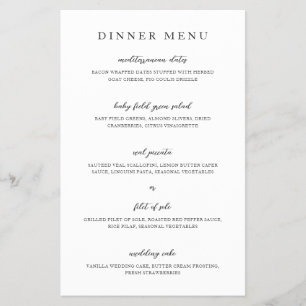 Elegant Modern Neutral Bröllopsmeny Flygblad