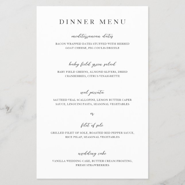 Elegant Modern Neutral Bröllopsmeny Flygblad (Framsidan)