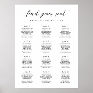 Elegant Modern Neutral Bröllopsplatskarta Poster