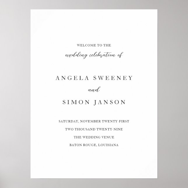 Elegant modern neutral bröllopsväxlingsskylt poster (Framsidan)
