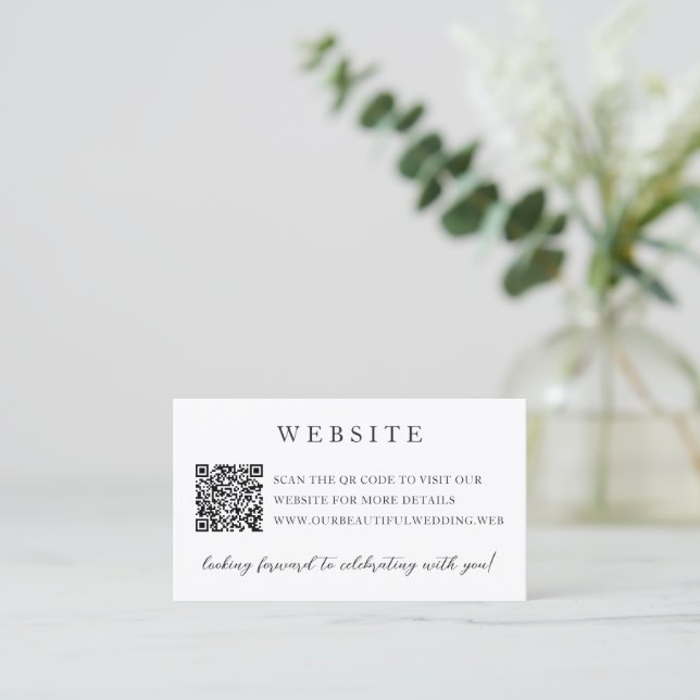 Elegant Modern Neutral QR-kod Bröllop Tilläggskort (Stående Fram)