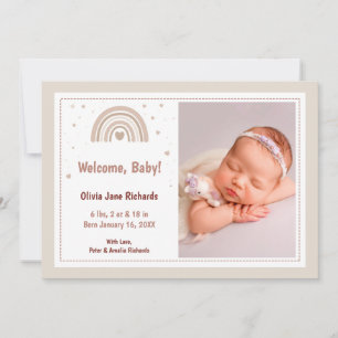 Elegant Modern Newborn Girl Baby Birth Meddelande