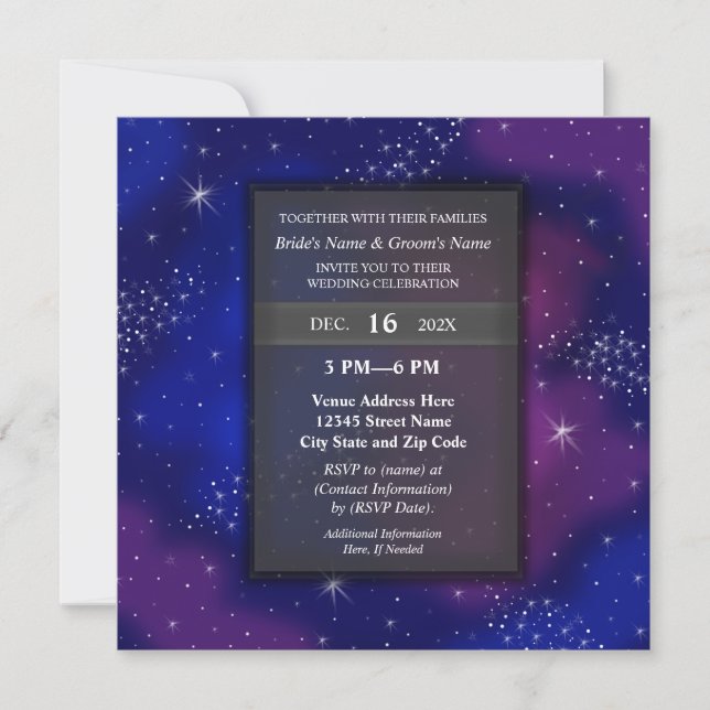 Elegant Modern Night Sky Galaxy Wedding Party Inbjudningar (Framsida)